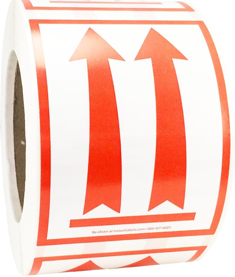 InStockLabels.com ملصقات هوائية خاصة بسهم أحمر 3 × 4 بوصة 500 ملصق لاصق - Image 1